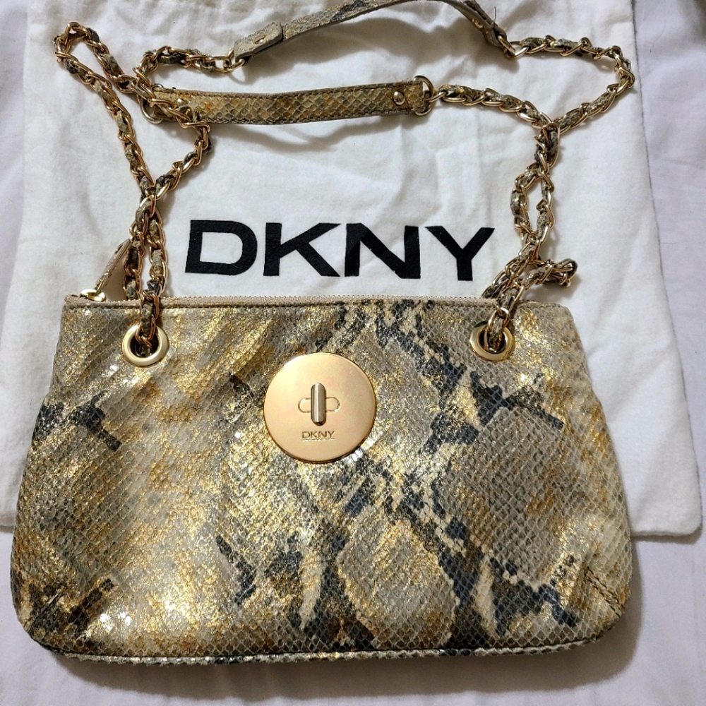 DKNY metallic snake print small handbag